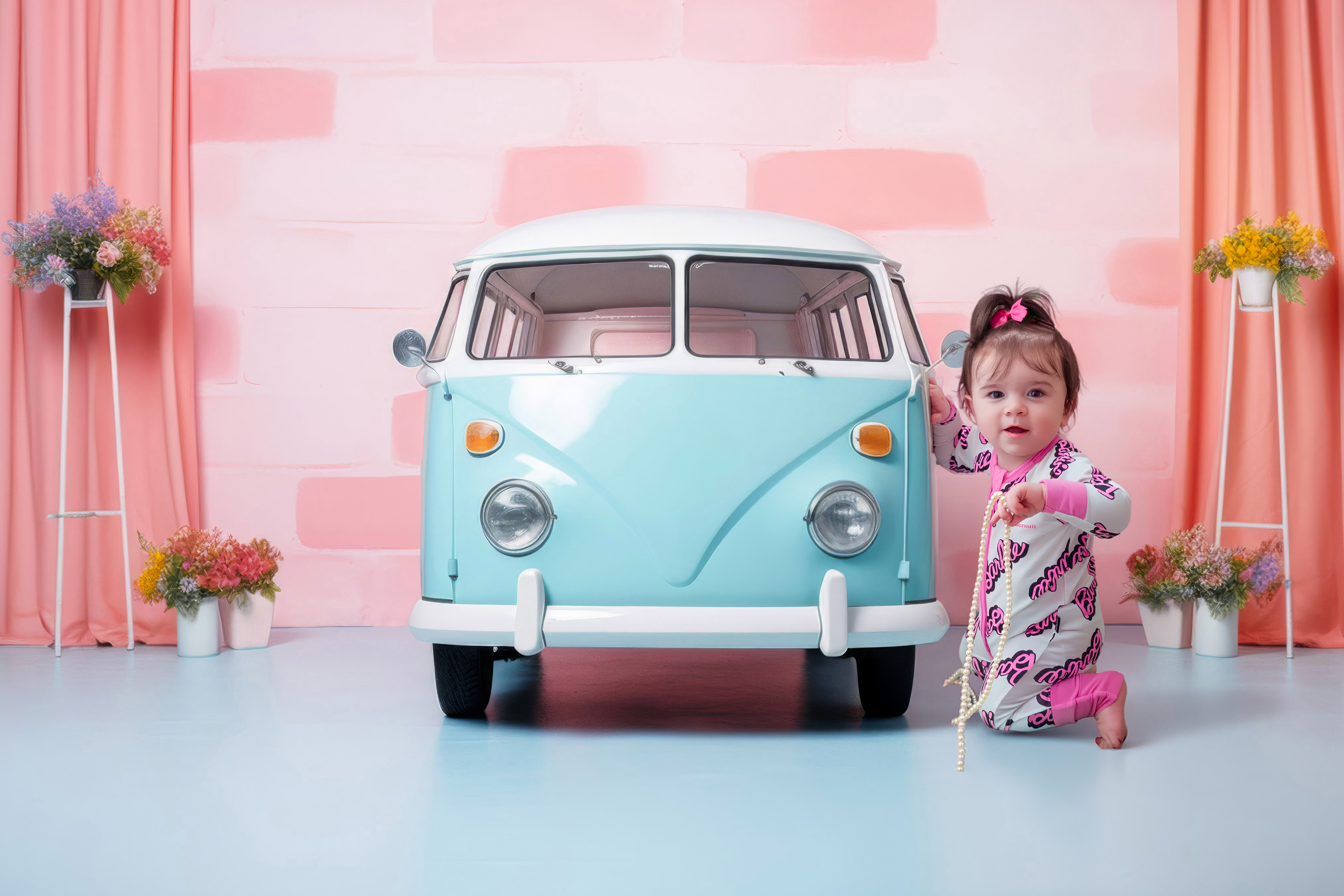 Cake smash session with themed digital backdrop