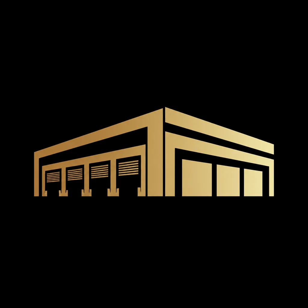 Gold industrial warehouse icon for FL CRE Pros