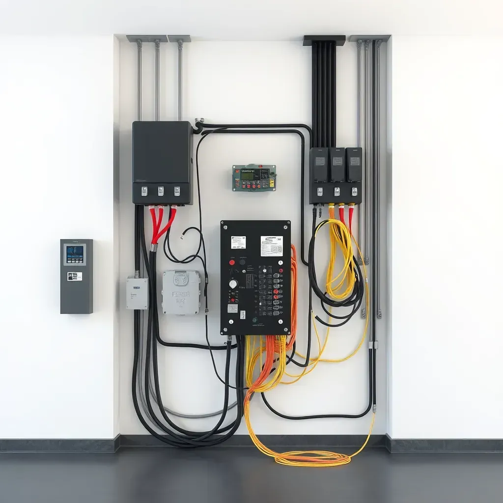 Electrician working on electrical installation projects in Richmond, VA, with tools and wires in a residential setting.