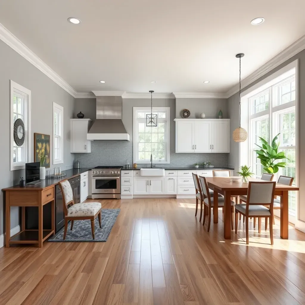 Remodeling in Centralia, VA. Modern kitchen design with new cabinets, countertops, and updated lighting.