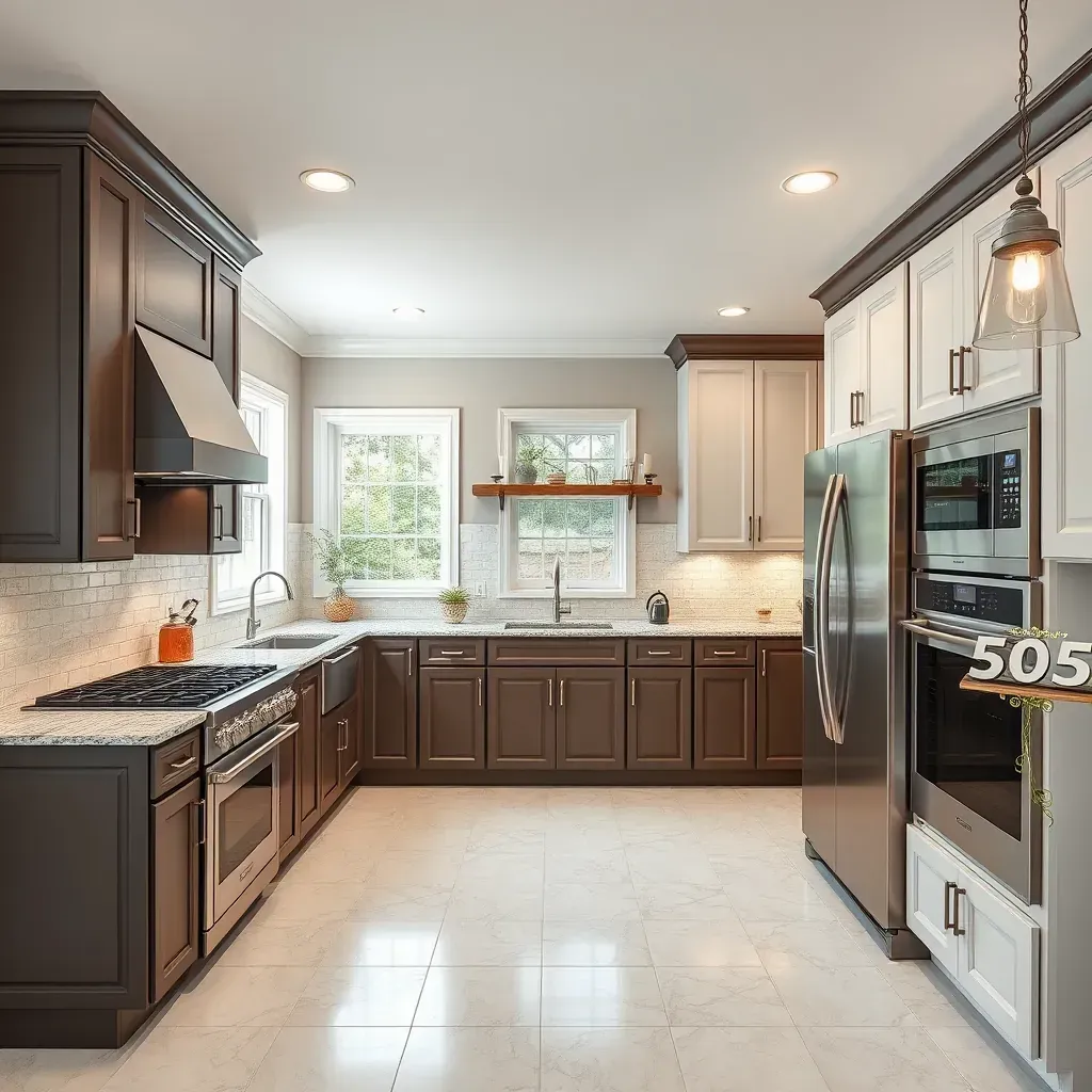 Remodeled Bellwood, VA kitchen with white quartz countertops, dark hardwood floors, gray cabinetry, stainless appliances, and natural light.