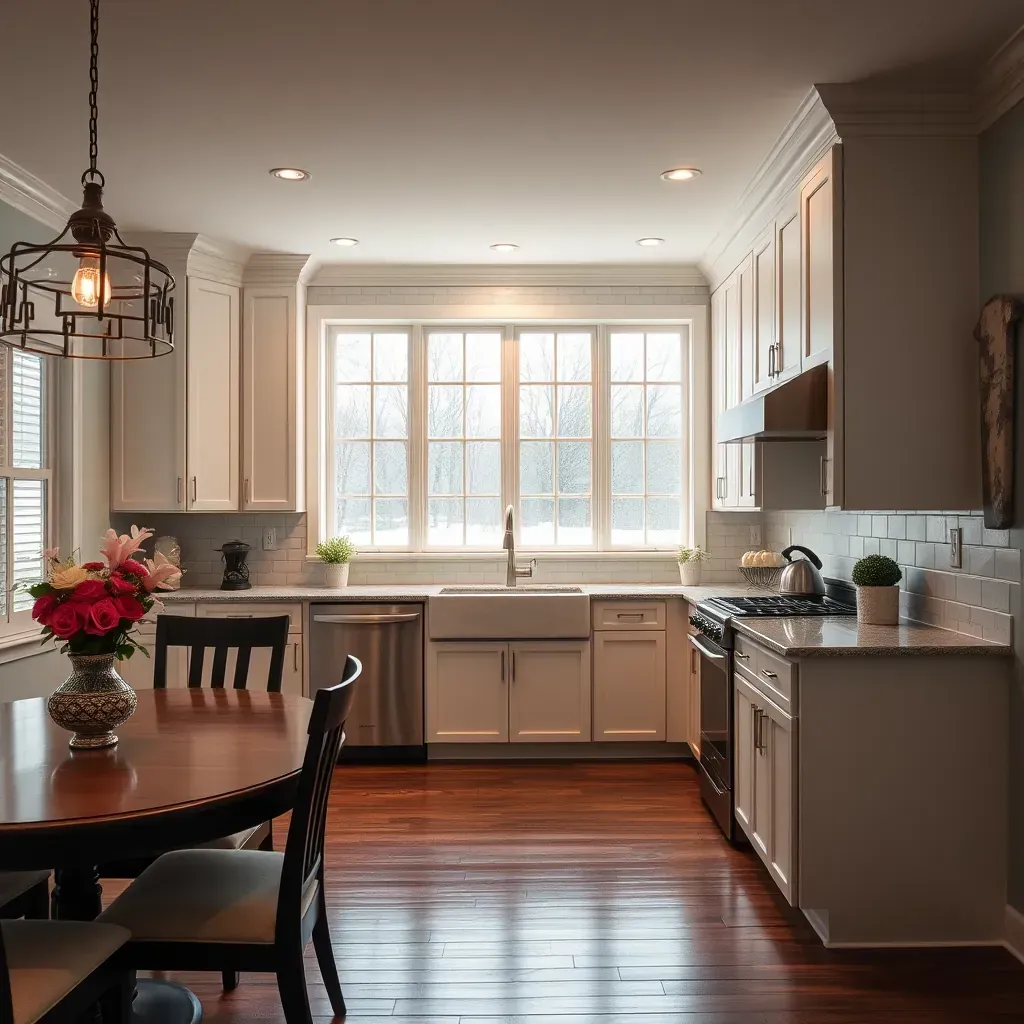Remodeling in Varina, VA: Modern kitchen with new cabinets, countertops, and stylish lighting.