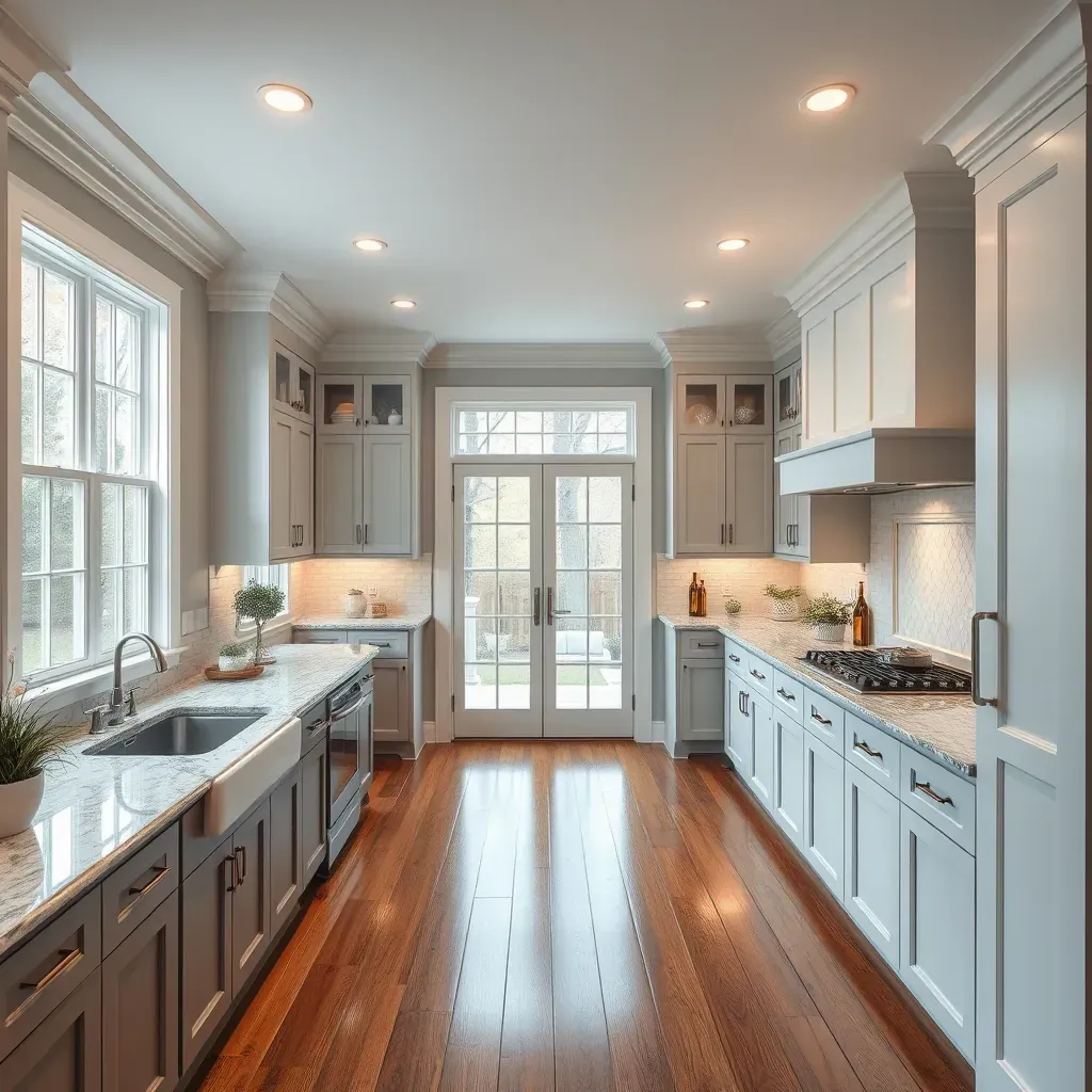 Detailed interior renovation in Westchester, VA, showcasing modern design, hardwood floors, and stylish furnishings.