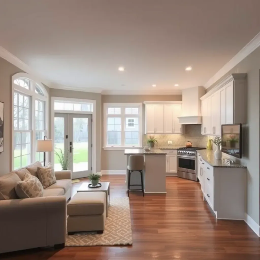 Remodeling in Stony Point, VA featuring a modern kitchen with updated cabinetry, countertops, and stylish lighting.