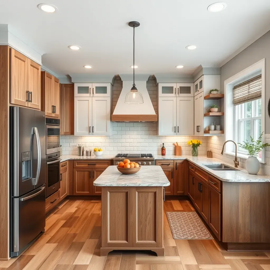 Modern kitchen remodeling in Tuckahoe Village, VA featuring sleek cabinets, granite countertops, and stylish lighting.