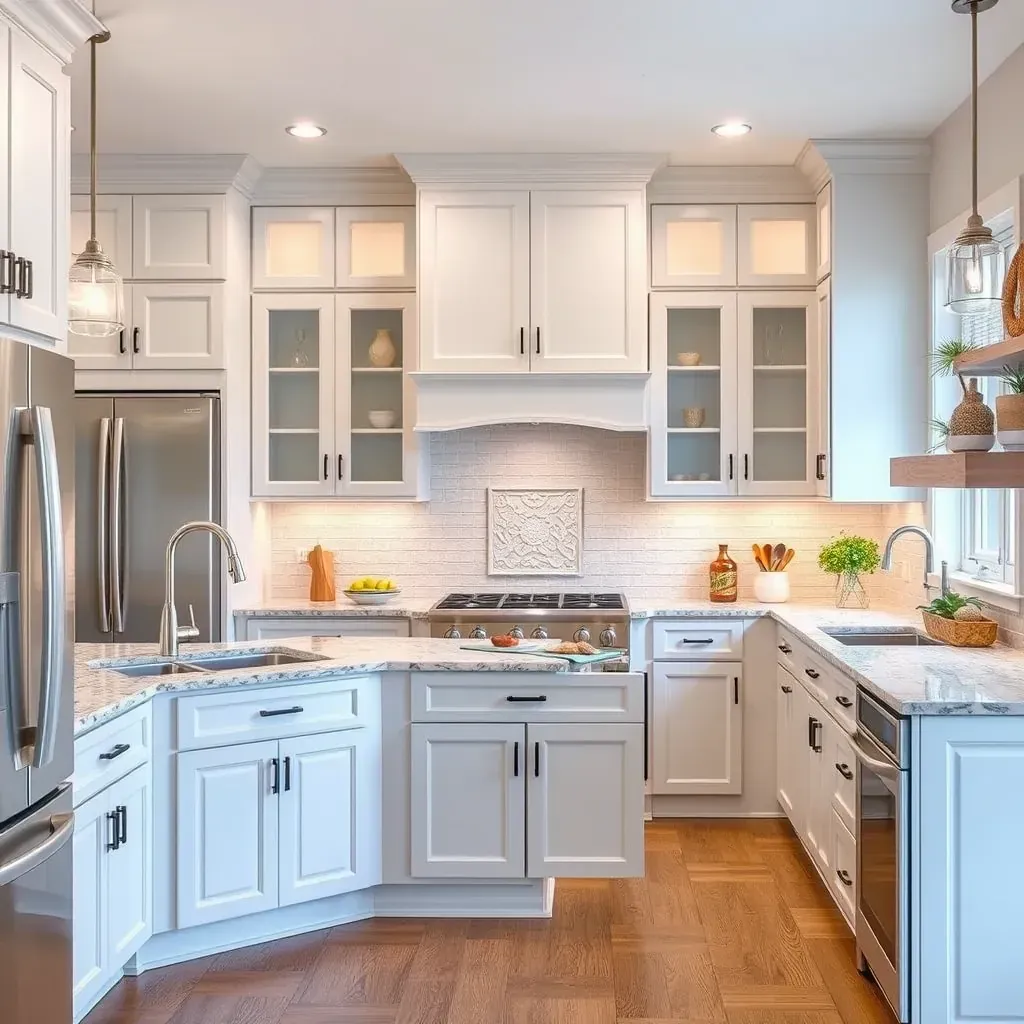 Spacious Wilkinson Terrace, VA kitchen featuring white quartz countertops, gray shaker cabinets, stainless steel appliances, and warm hardwood floors.
