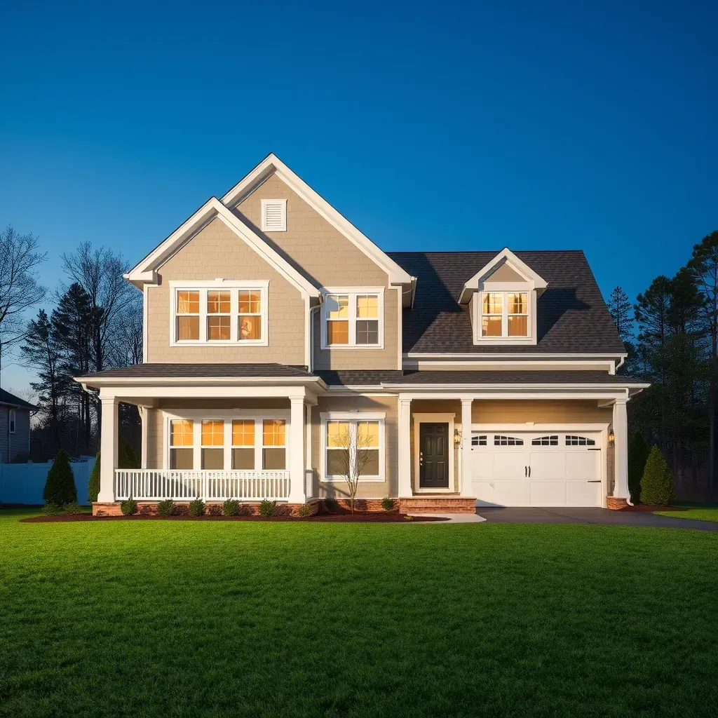 A modern home remodel in Moseley, VA with renovated exterior, updated windows, fresh paint, and a landscaped yard.
