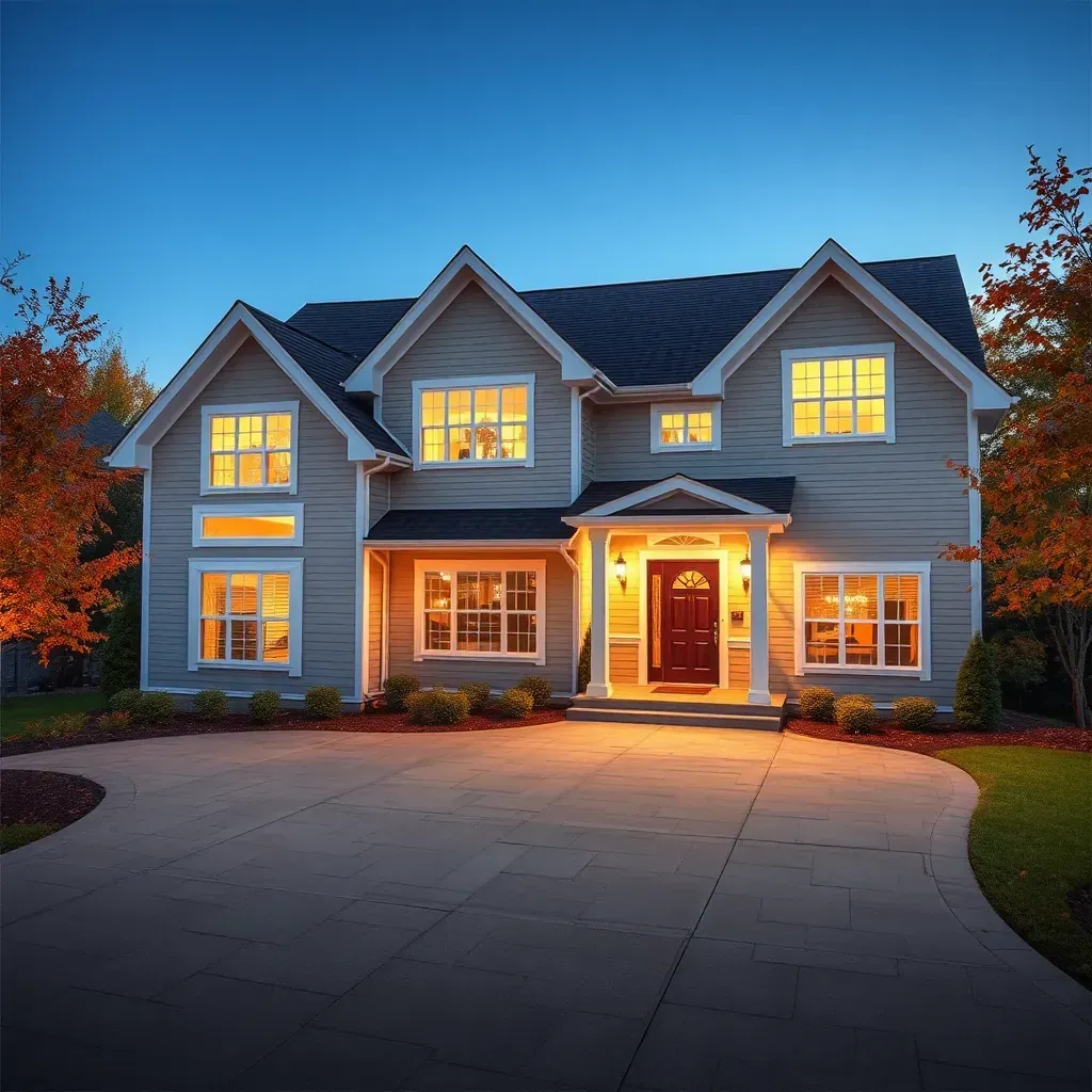 Remodeling of a traditional house in Autumn Oaks, VA during fall, with new siding, autumn foliage, and organized construction.