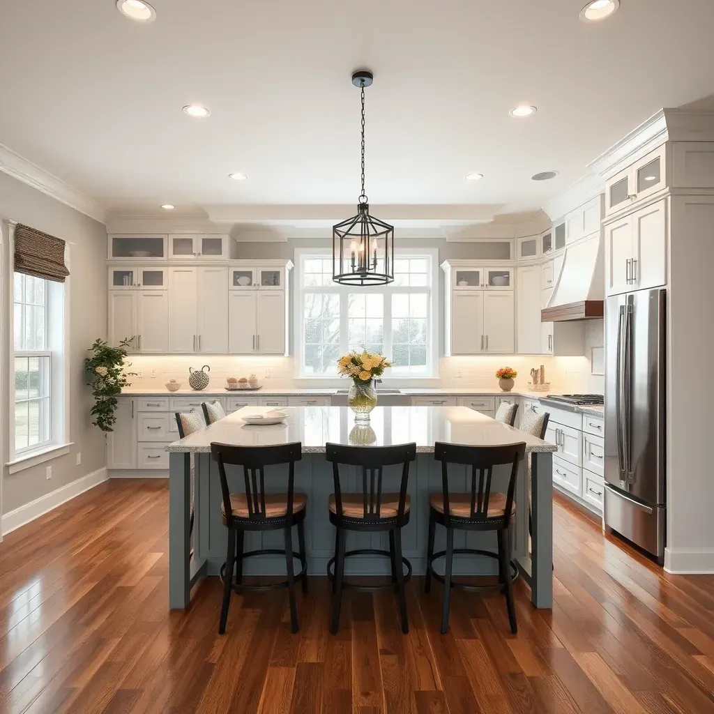 Beautiful renovated Woodlake, VA home with modern siding, lush landscaping, and a welcoming front porch in soft sunlight.