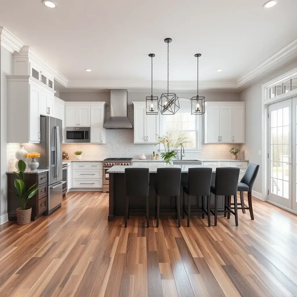 Detailed remodeling of a modern kitchen in North Chesterfield, VA, showcasing sleek cabinetry, contemporary appliances, and stylish decor.