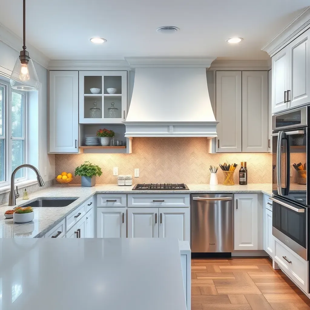 Modern kitchen in Chamberlayne, VA with sleek cabinetry, granite countertops, stainless steel appliances, and natural light.