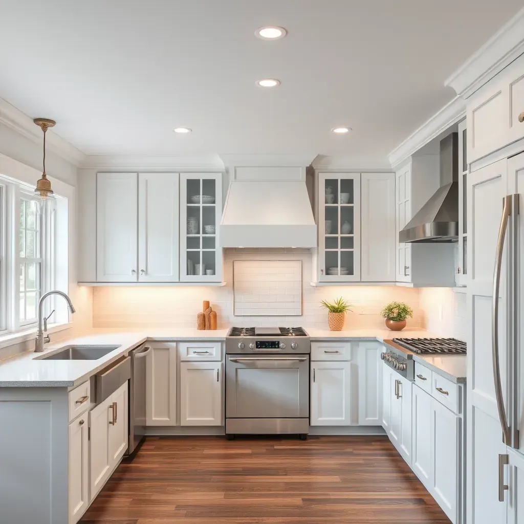 Remodeled Wyndham, VA kitchen with modern cabinetry, granite counters, stainless appliances, and bright natural light.