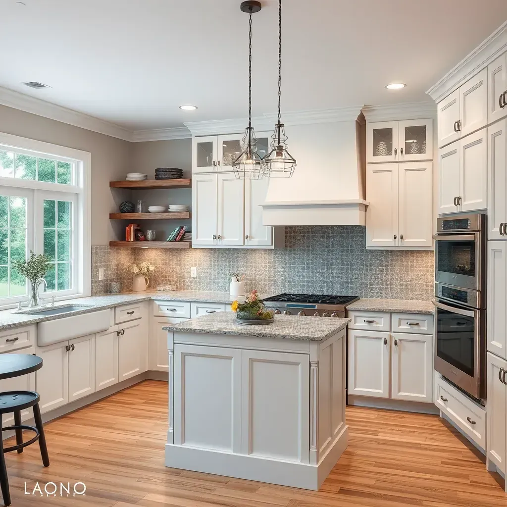 Modern Charter Colony kitchen with sleek cabinetry, quartz countertops, central island, high-end appliances, and natural light.