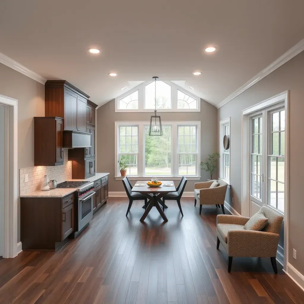 Remodeling in Stony Point, VA showcasing modern kitchen renovation with new cabinets, countertops, and lighting.