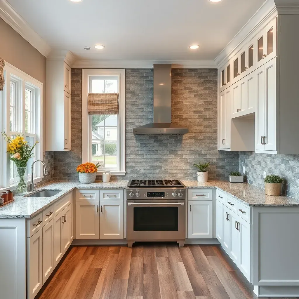 Modern kitchen remodeling in Chamberlayne, VA with granite countertops and custom cabinets.