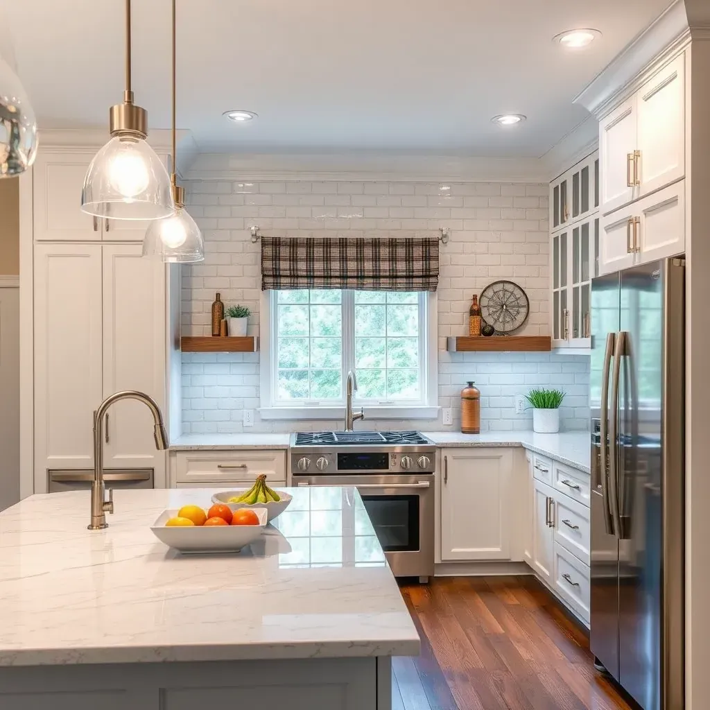 Remodeled Innsbrook, VA kitchen with sleek cabinetry, quartz countertops, stainless steel appliances, hardwood floors, and natural light.