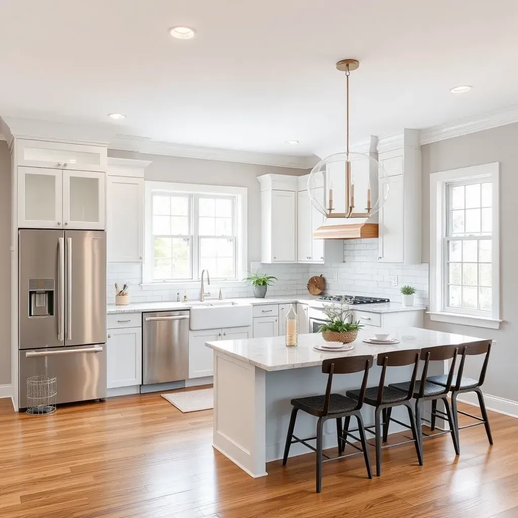 Remodeling in South Richmond, VA: Modern kitchen design with new cabinets and countertops.