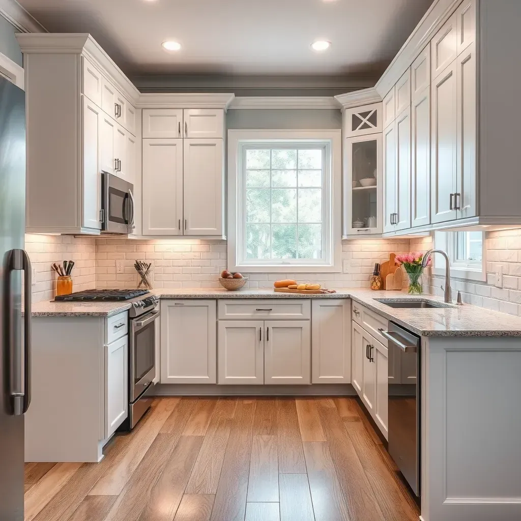 Modern Richmond kitchen with granite countertops, custom wood cabinets, stainless steel appliances, and natural light.