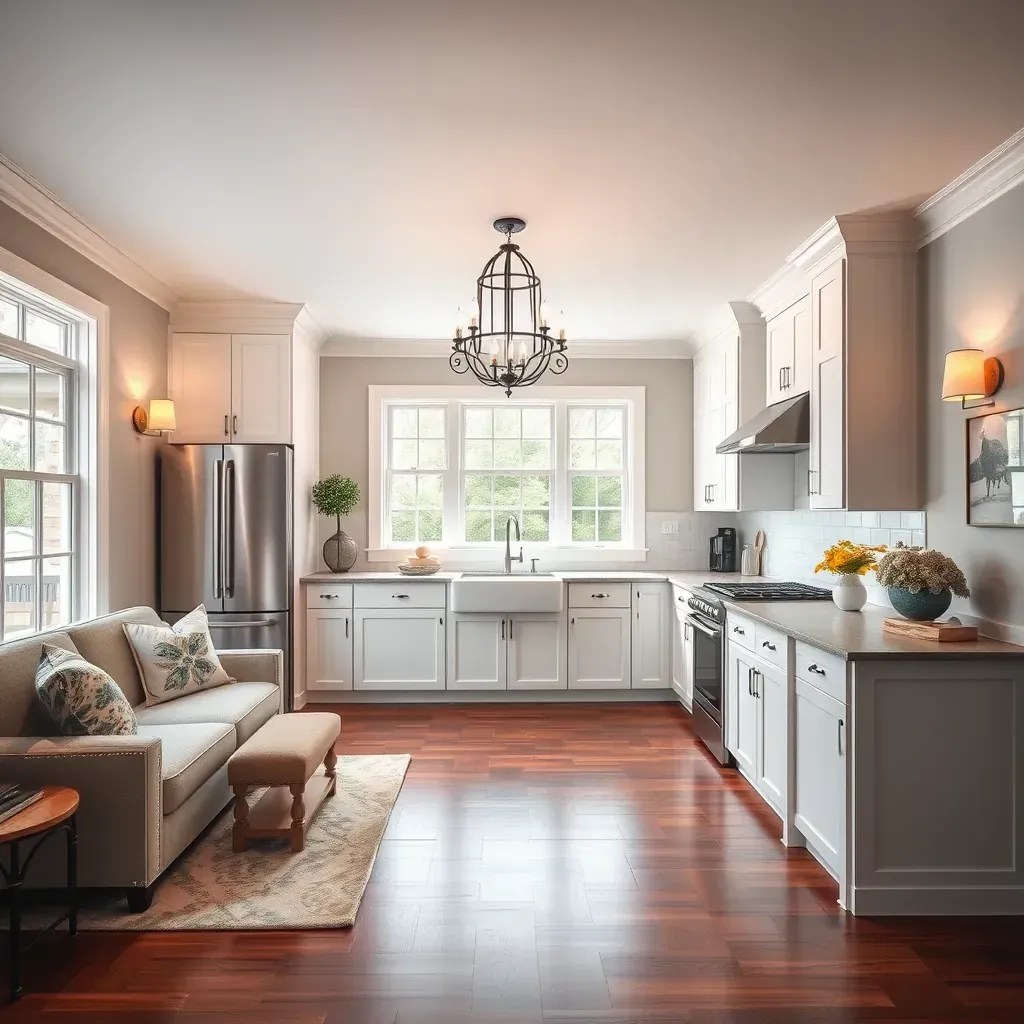 A detailed home renovation in Tuckahoe Village, VA, showcasing workers updating exterior and landscaping features.