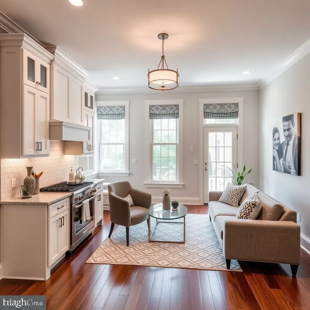 Remodeling in The Fan District, VA, featuring historic brick row houses with scaffolding, construction materials, and fresh architectural details.