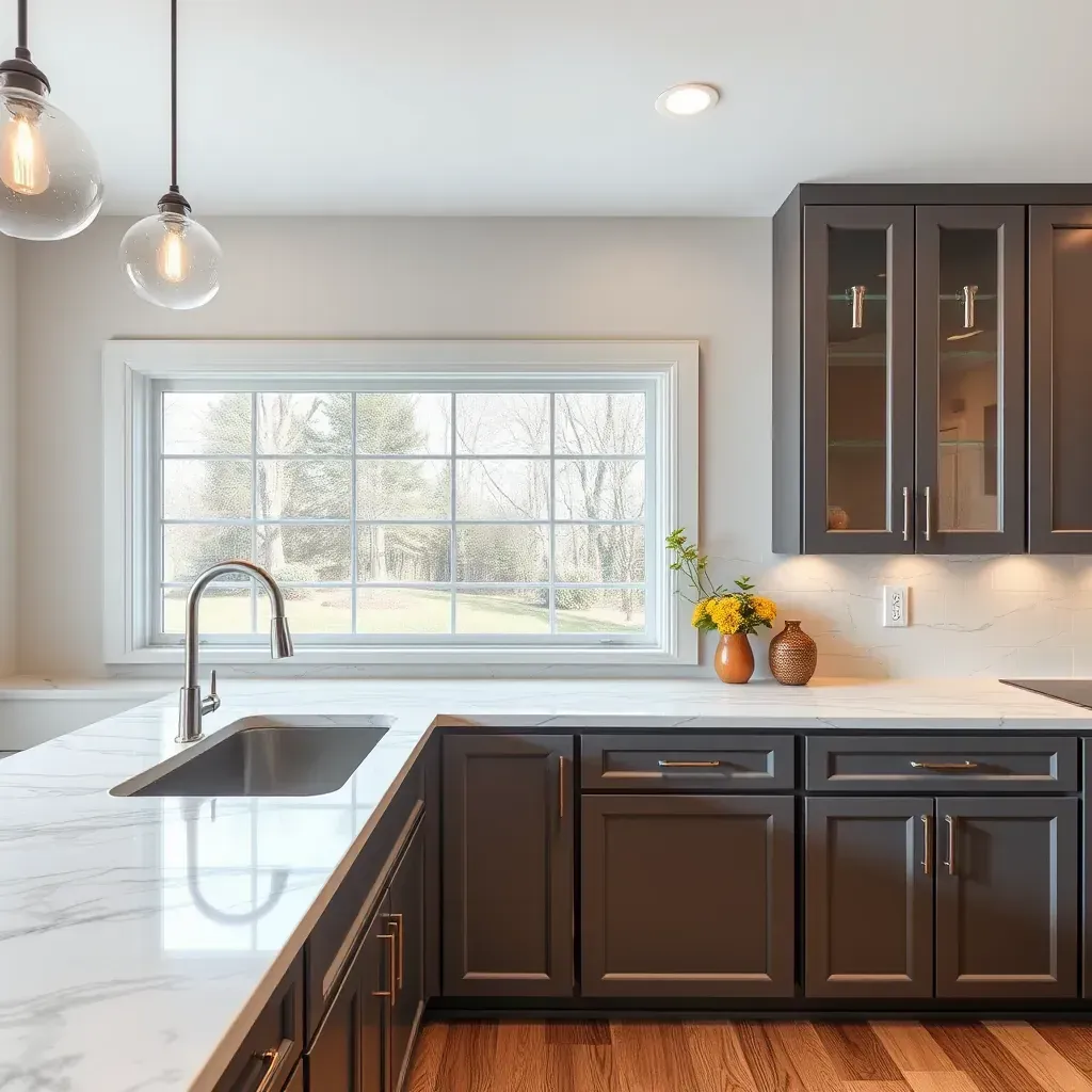 Richmond, VA kitchen countertops with granite and marble surfaces in a stylish, modern setting.