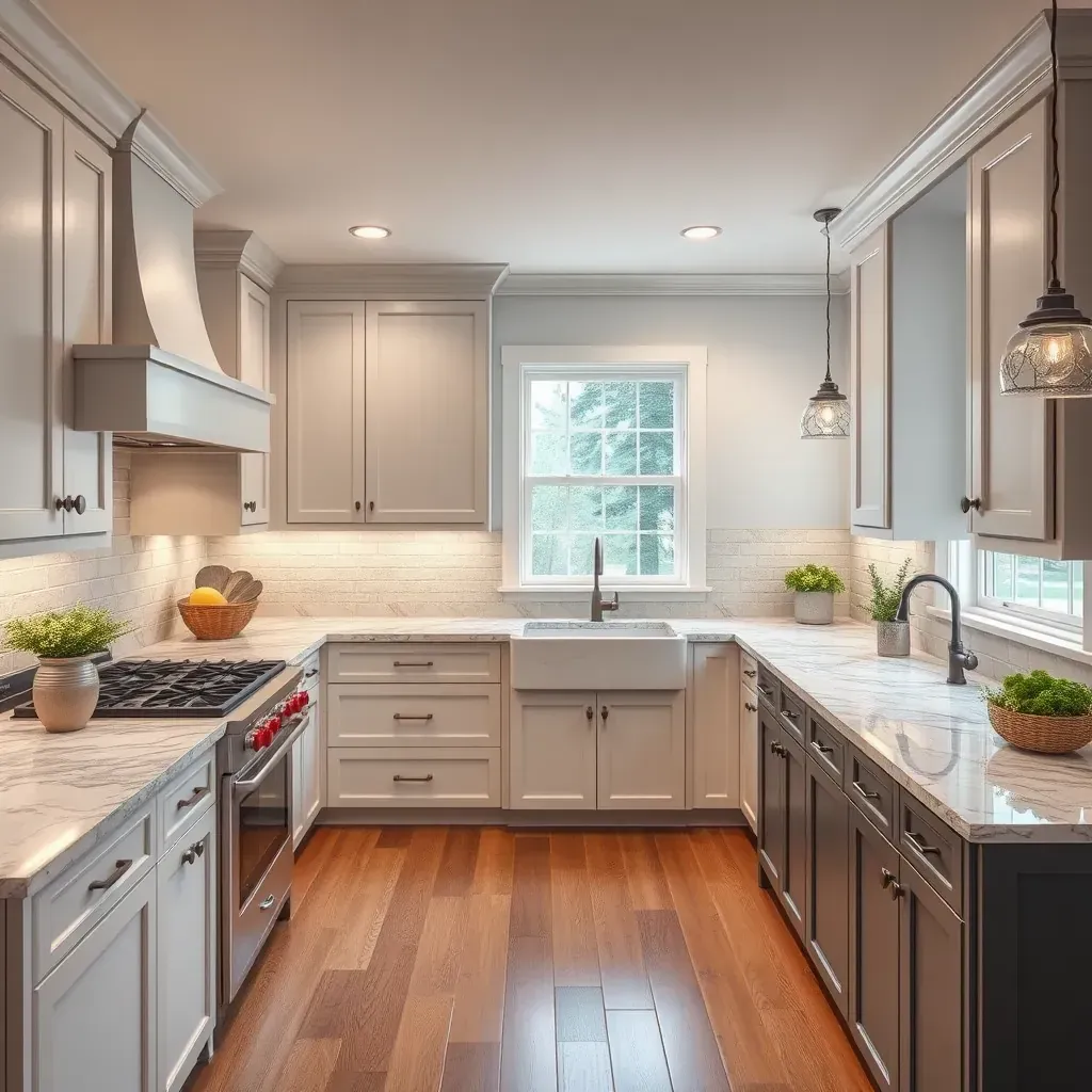 Detailed kitchen remodel in The Highlands, VA featuring modern appliances, sleek cabinets, and elegant island design.