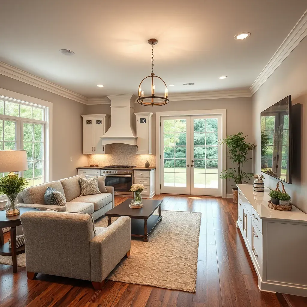 Renovated home in Brandermill, VA with fresh siding, manicured lawn, new porch, updated windows, and lush surrounding trees.