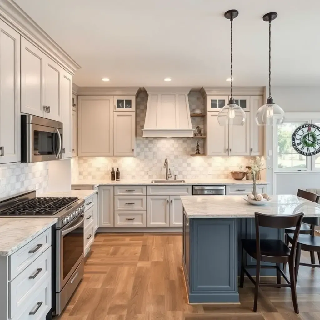Bright, modern Centralia, VA kitchen with sleek cabinetry, quartz countertops, subway tile backsplash, and hardwood floors.