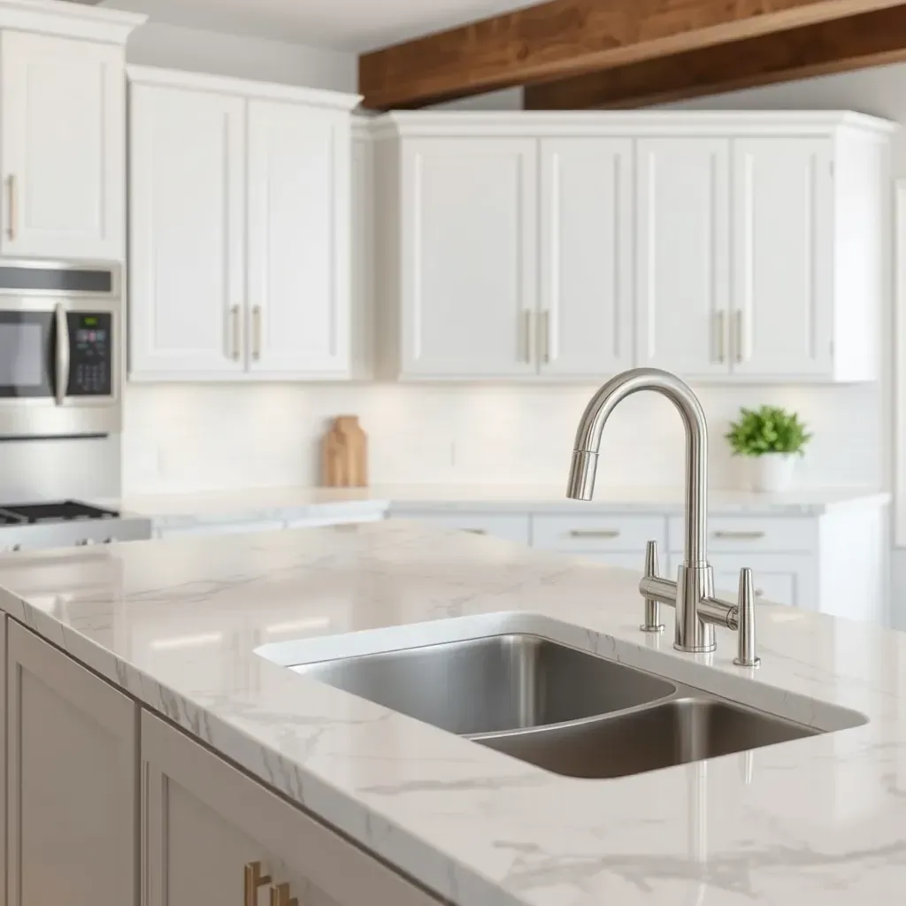 Richmond VA kitchen countertops featuring elegant granite surfaces with natural veining and modern design.