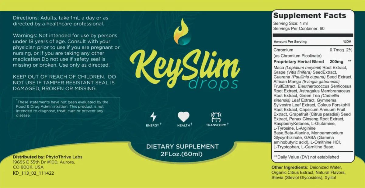 KeySlim Drops supplement chart