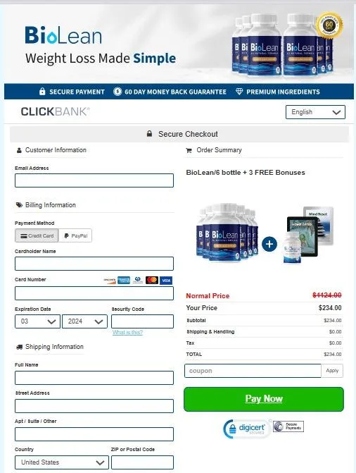 BioLean Order Page