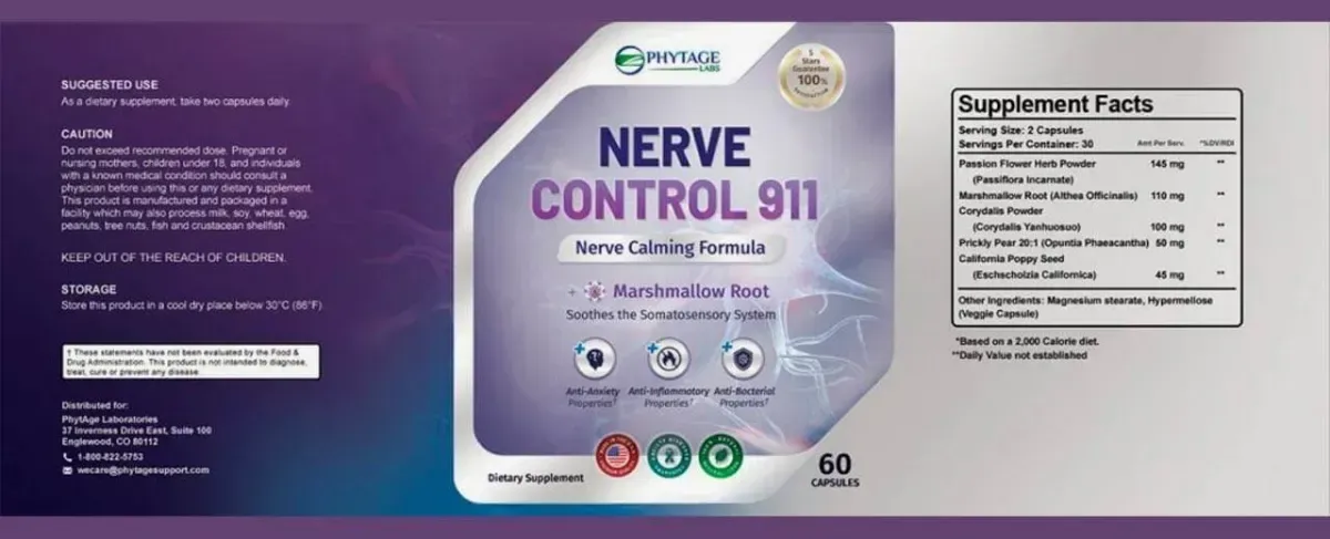 Nerve Control 911 supplement facts
