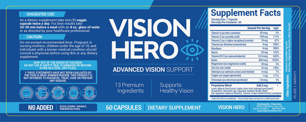 Vision Hero ingredients fact