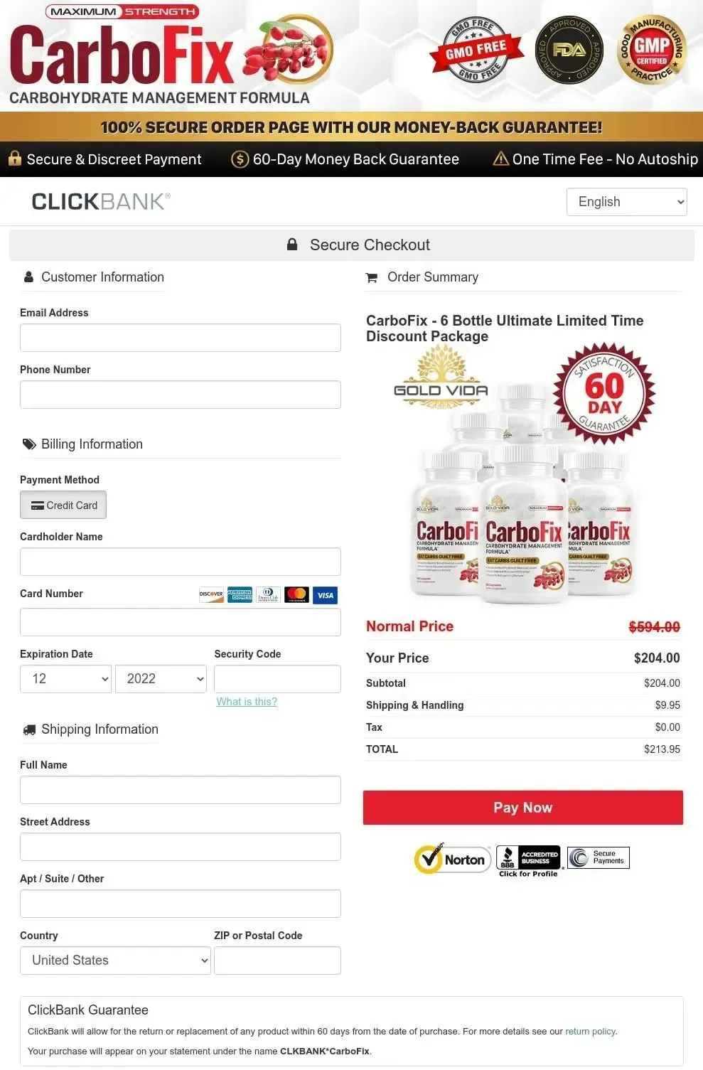 CarboFix Order Page