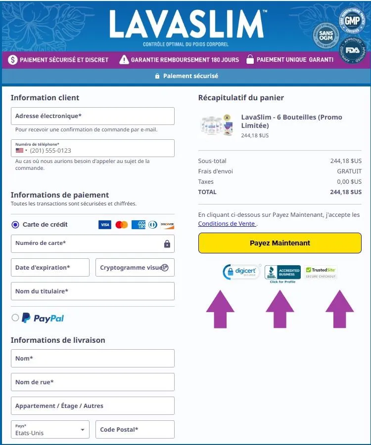 LavaSlim Order Page