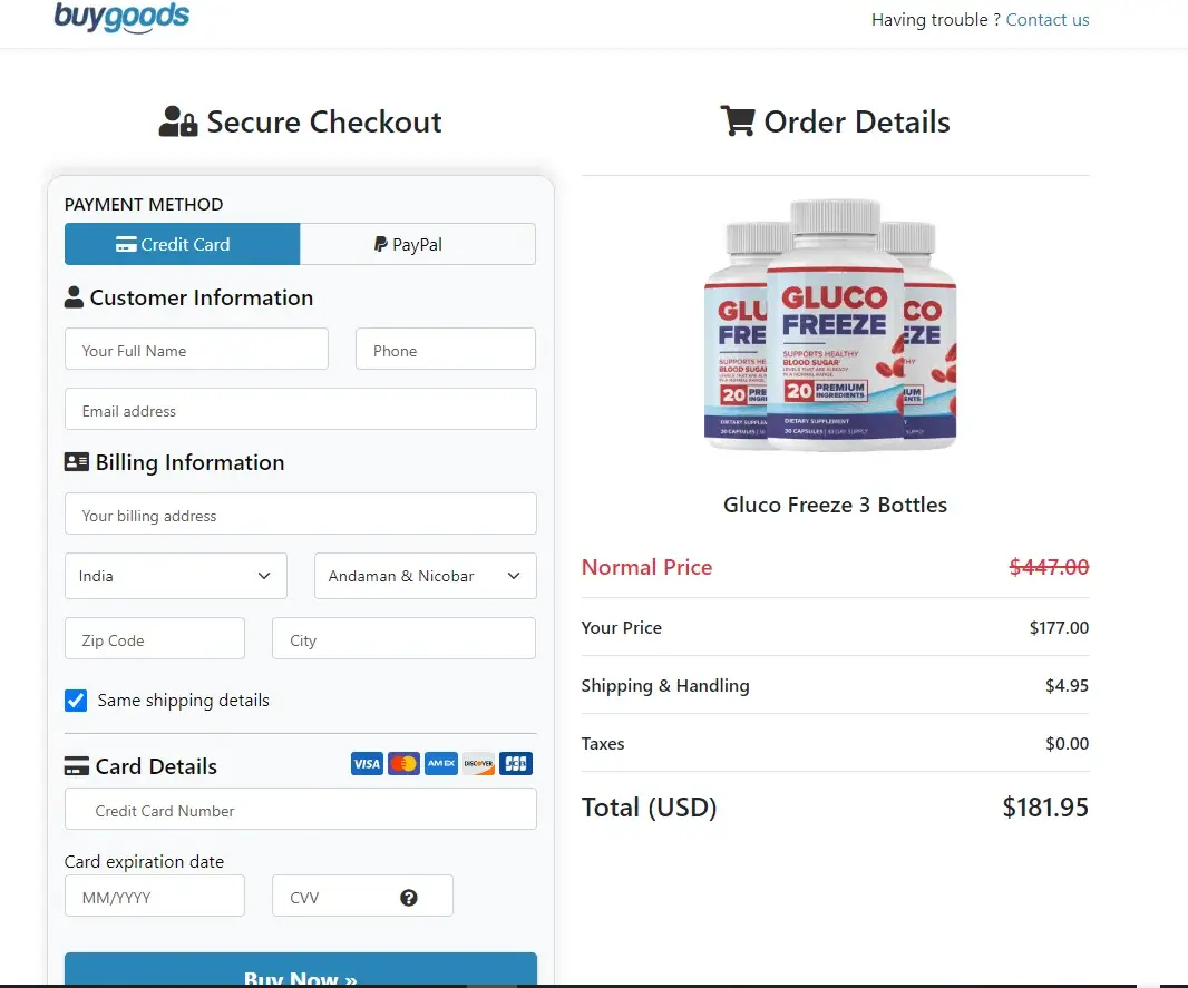 GlucoFreeze checkout