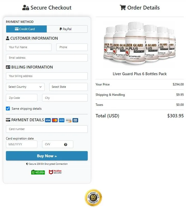 Liver Guard Plus Order Page