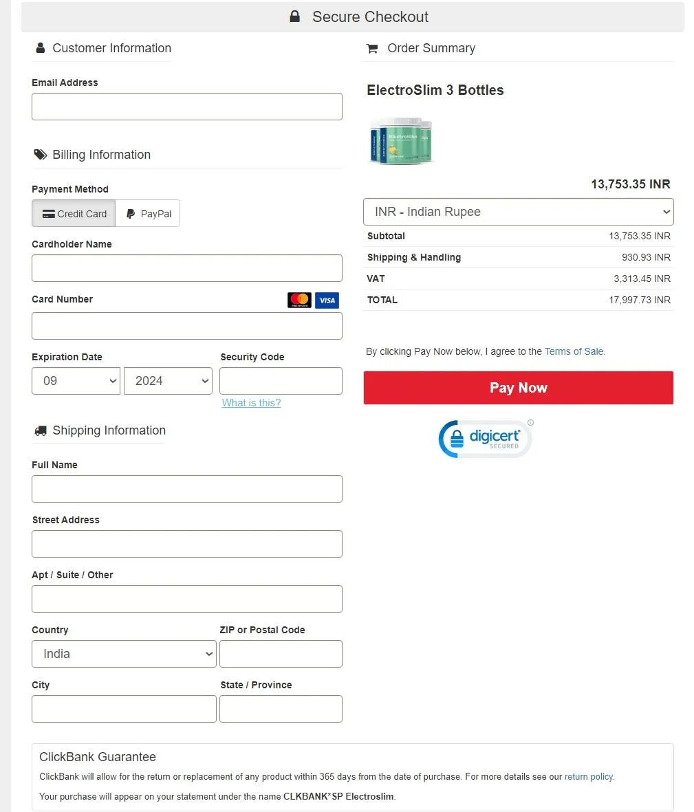 ElectroSlim Order form