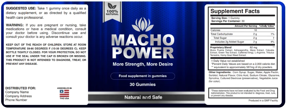 Macho Power supplement facts