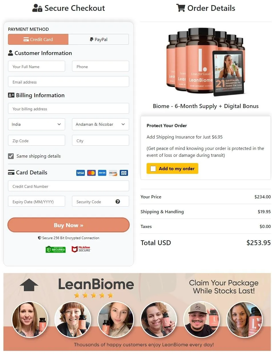 LeanBiome order page