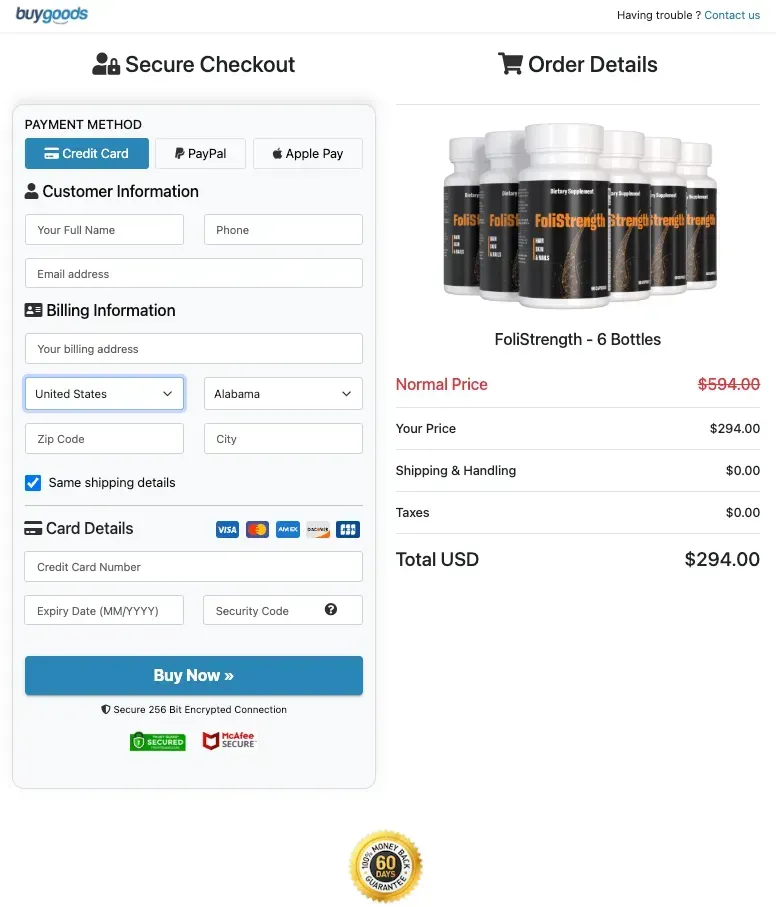 FoliStrength Order Page