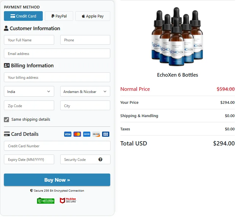 Echoxen Order Page