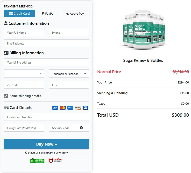 Sugar Renew Order Page