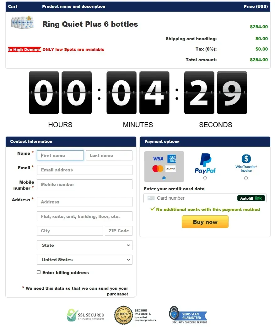 Ring Quiet Plus Order Page