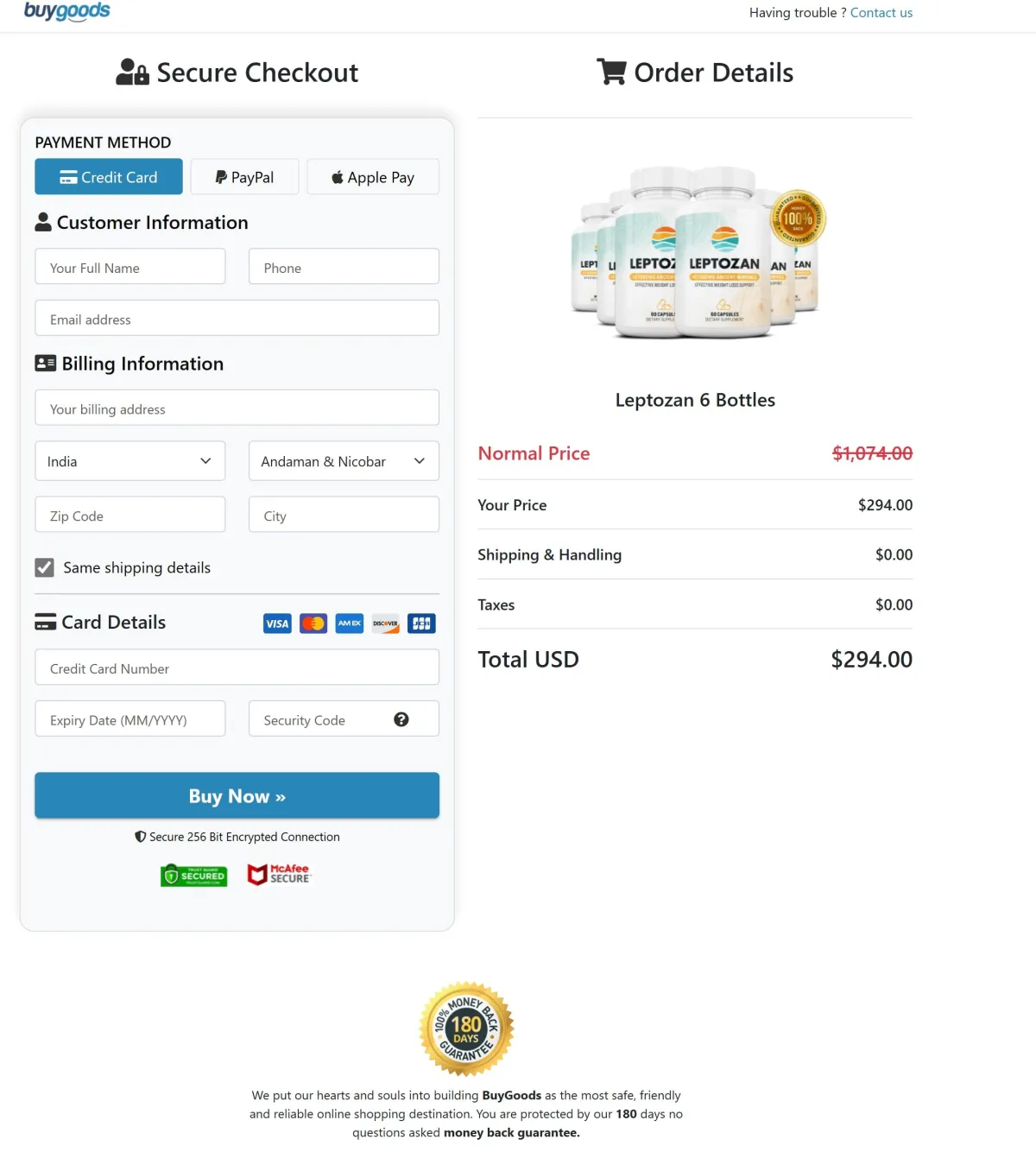 leptozan Order Page