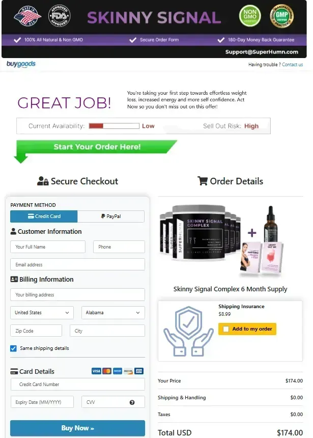 Skinny Signal Complex order page