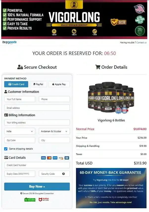 VigorLong  Order Page