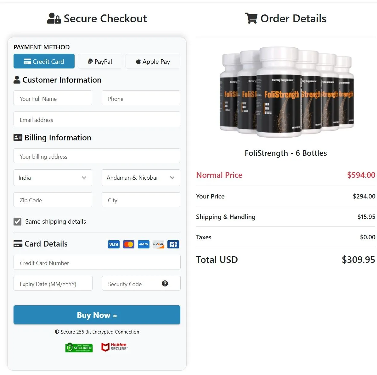 FoliStrength order page