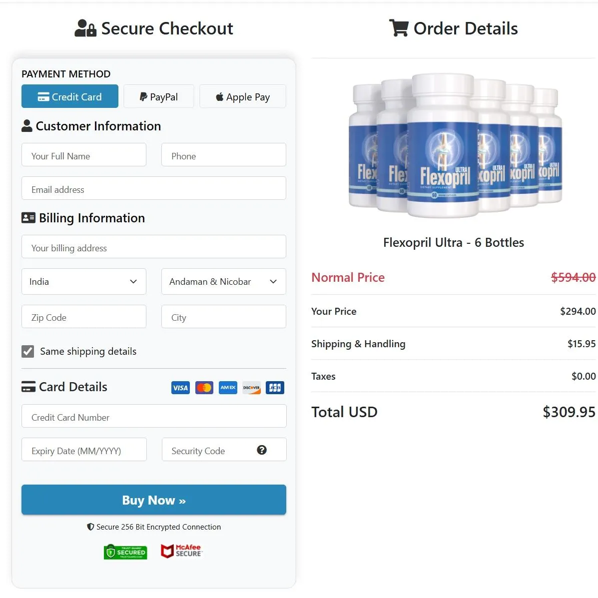 Flexopril Ultra order page