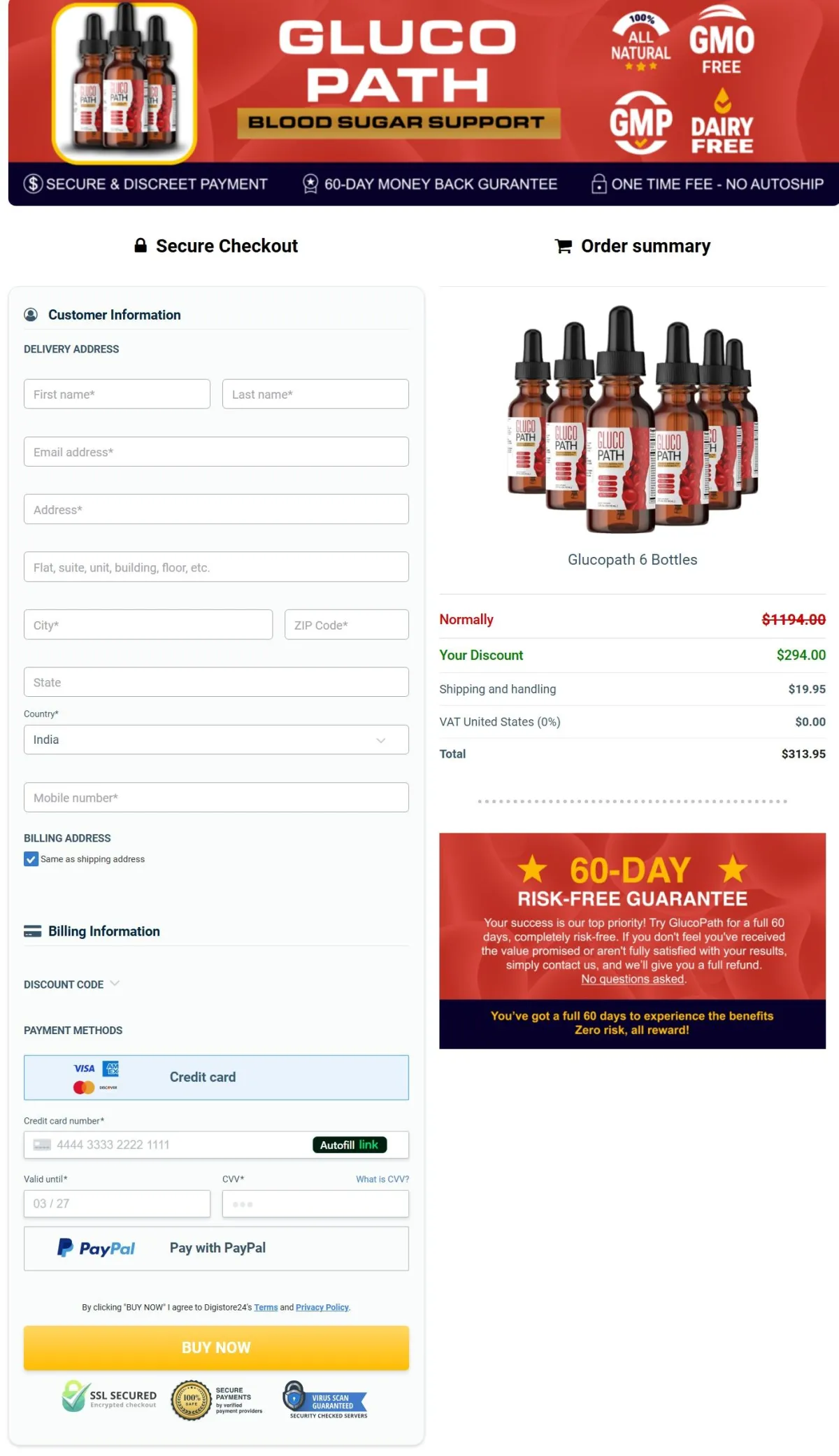 GlucoPath order page